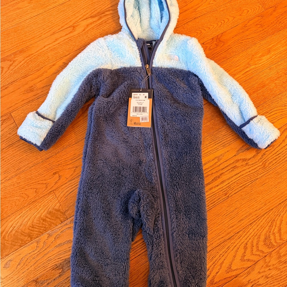 The North Face Fleece Kids One Piece in Blue and White
